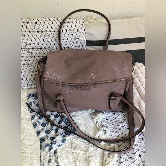 KATE SPADE - unique hard to find solid lavender leather weekender bag - LIKE NEW - Picture 2 of 16